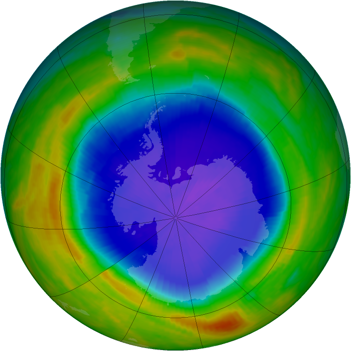 Antarctic ozone map for 19 October 1987